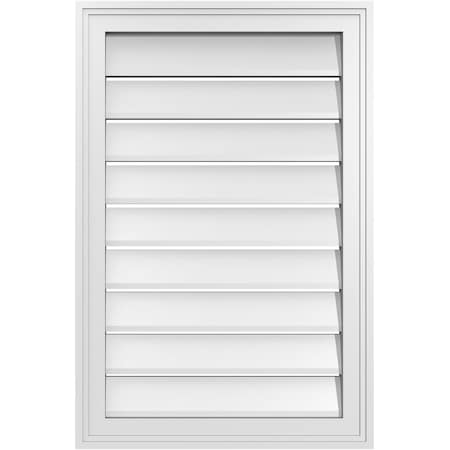 Ekena Millwork Vertical Surface Mount PVC Gable Vent: Functional, w/ 2"W x 1-1/2"P Brickmould Frame, 20"W x 30"H GVPVE20X3002SF
